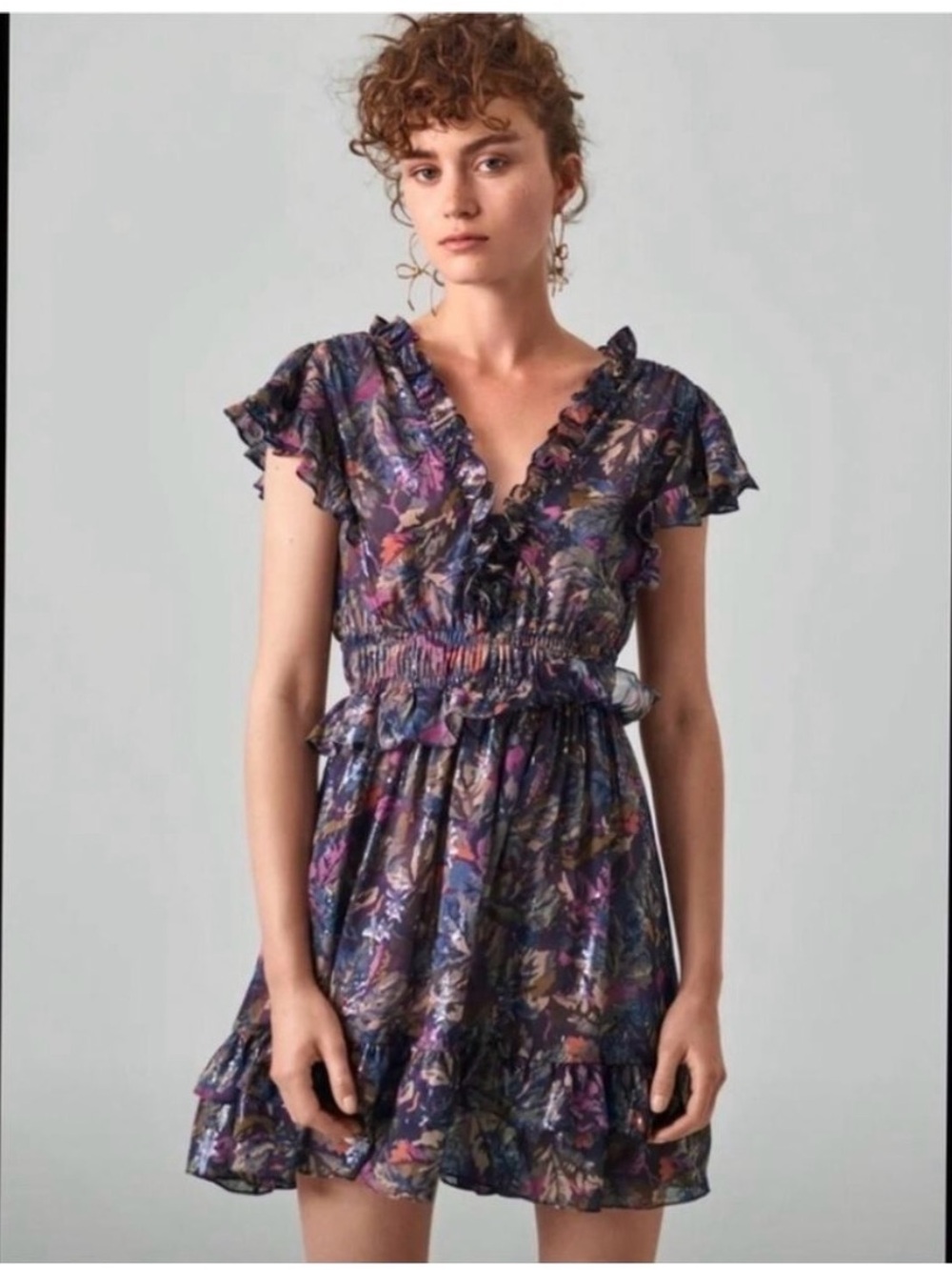 Rebecca Taylor Giverney Fleur Ruffle Whimsical Mini Dress Silk Medium New!